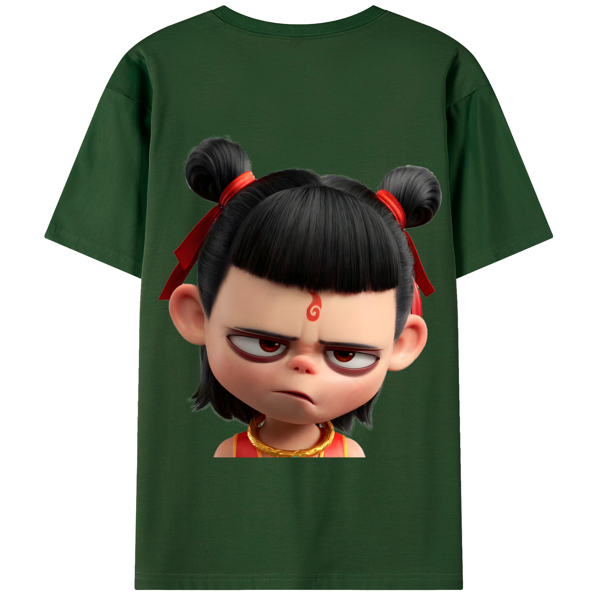 （画像用） Ne Zha 2 ナタ 魔童の大暴れ 綿100％半袖Tシャツ（背面プリント）